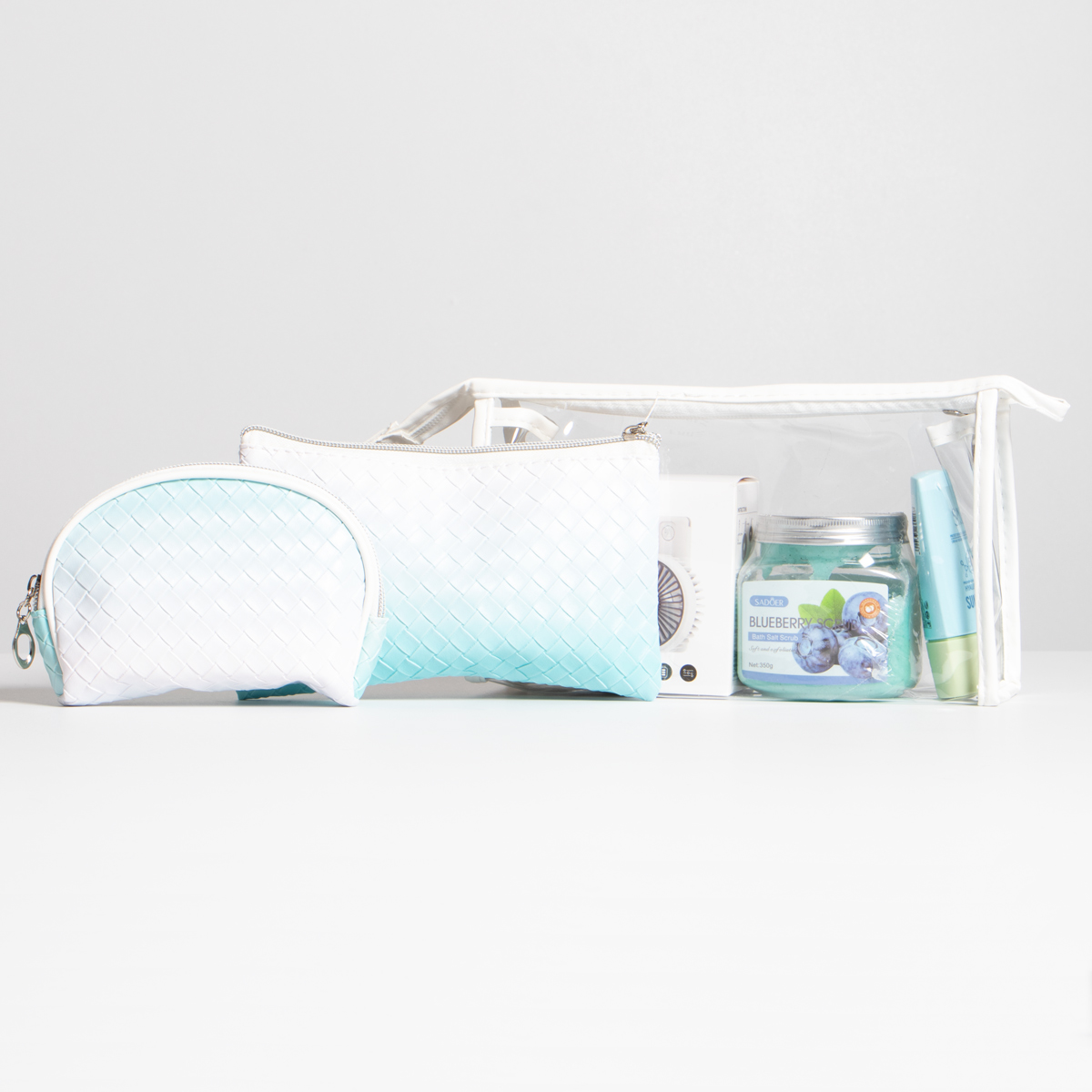 Portacosmetico X3 degrade trenzado en cuerina