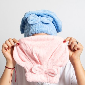 Toalla para el cabello tipo gorro de microfibra