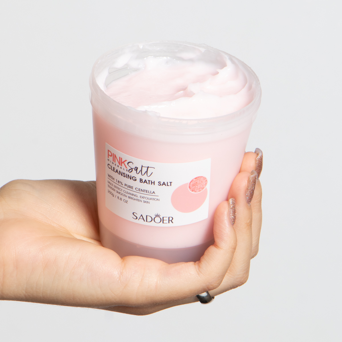 Exfoliante corporal de sal rosa del himalaya SADOER - Imagen 2