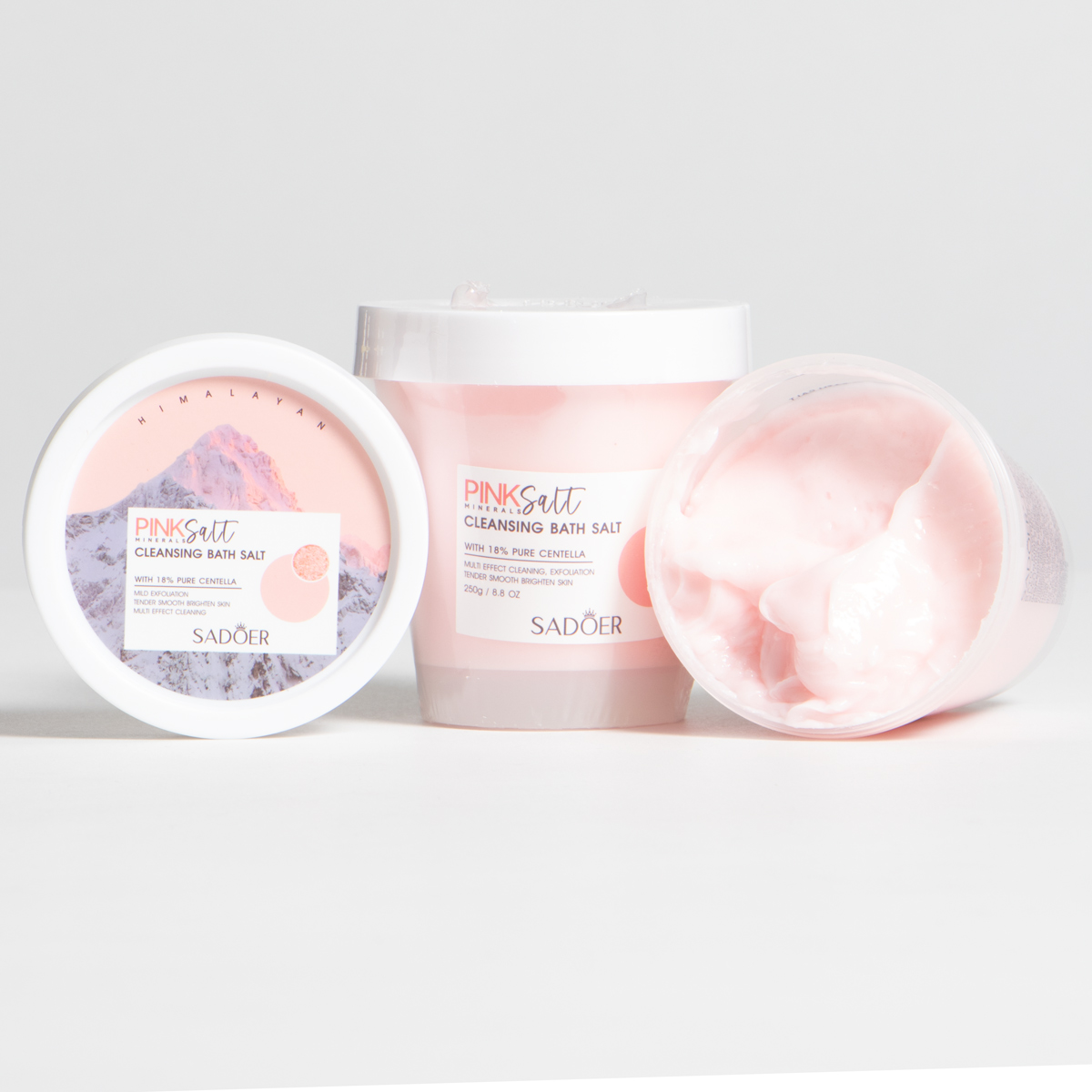 Exfoliante corporal de sal rosa del himalaya SADOER