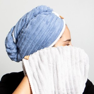 Toalla para el cabello rayas de microfibra