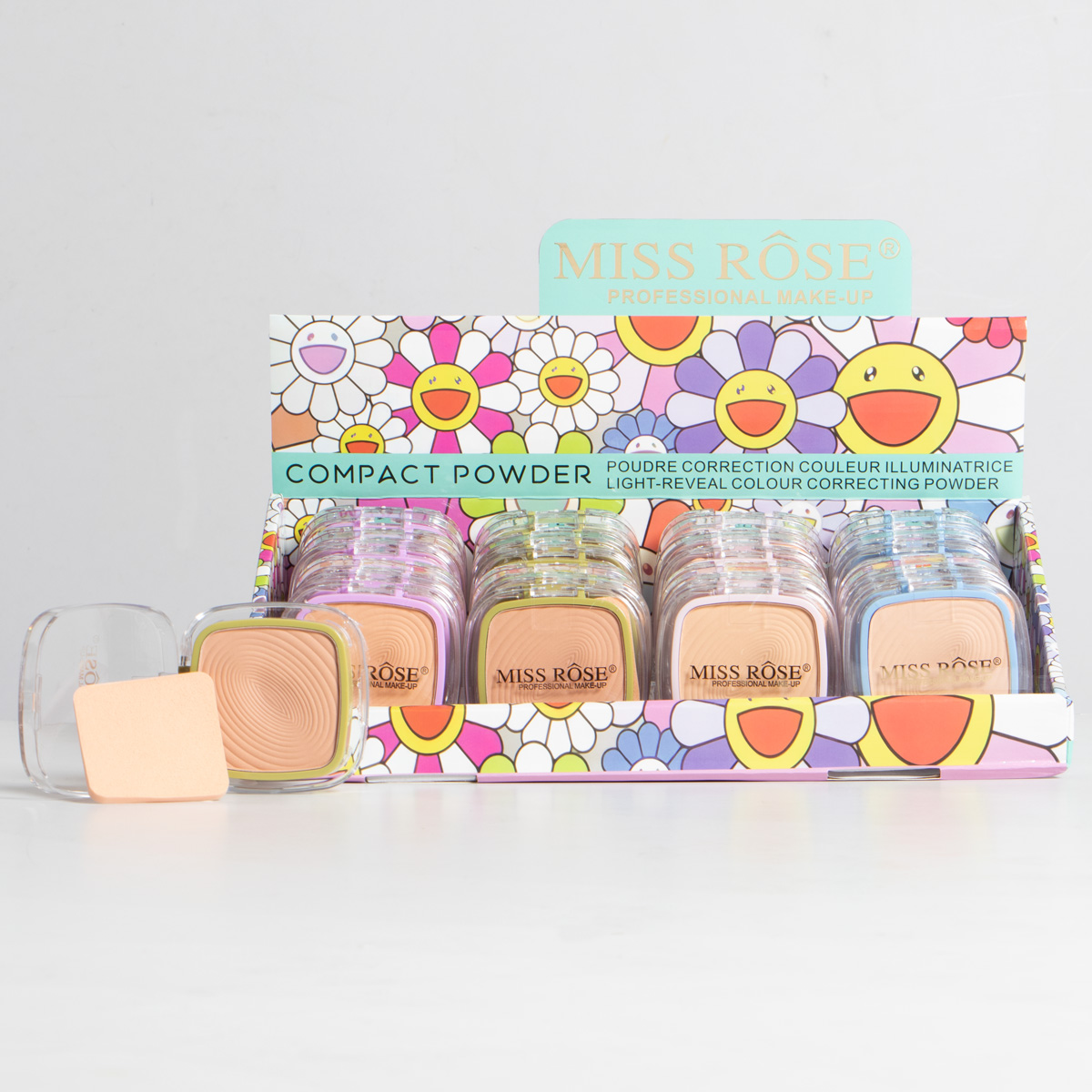 Polvo compacto colorido MISS ROSE