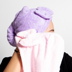 Toalla para el cabello con moño de microfibra
